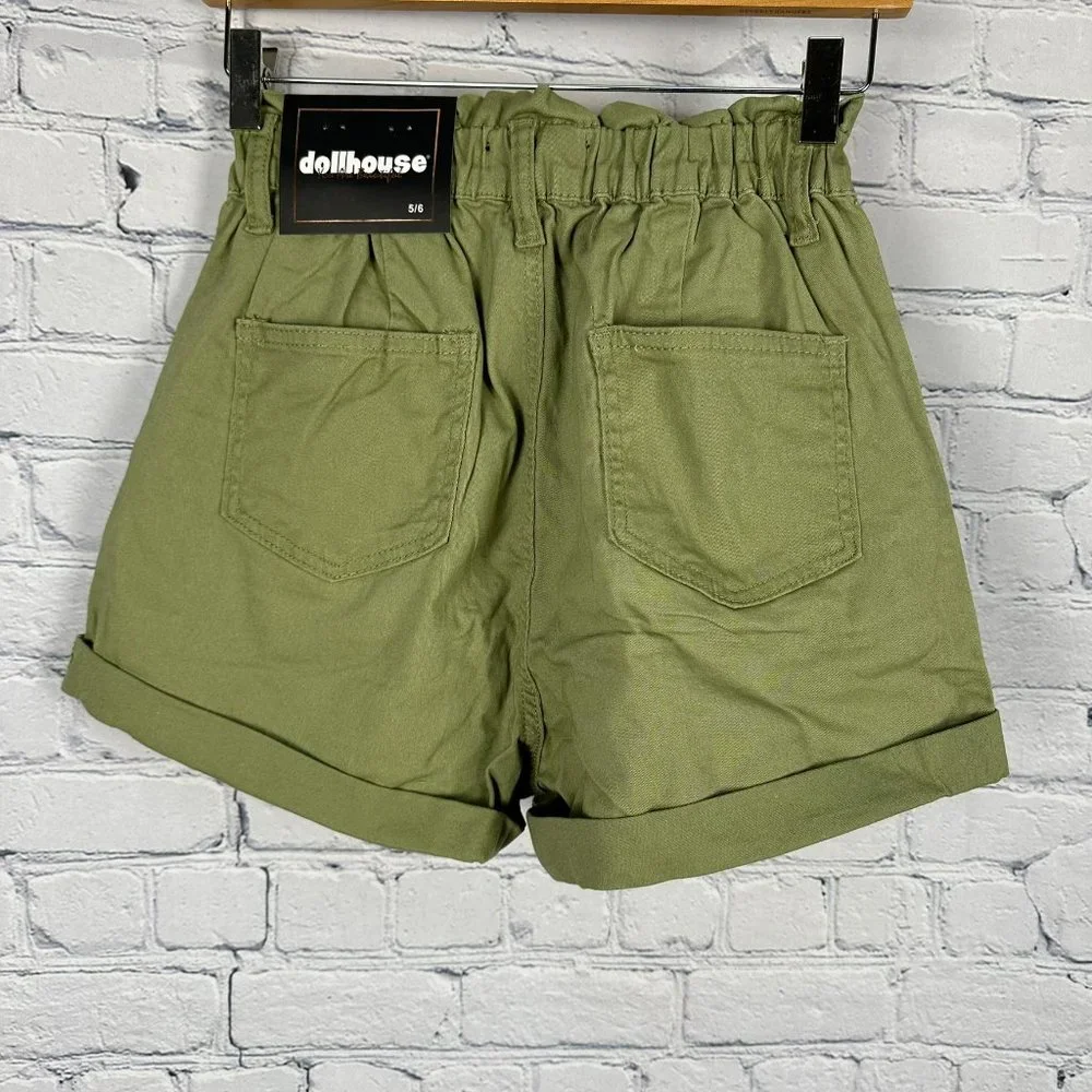 Dollhouse Women's Gladys Fashion High Waist Mom Shorts,‎ Size 5/6, Sage Green - Picture 3 of 12